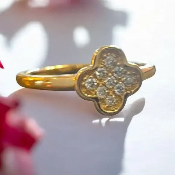 **SOLD** EFFY ENY Women's 14K Yellow Goldplated Sterling Silver Diamond Floral - Picture 3 of 11